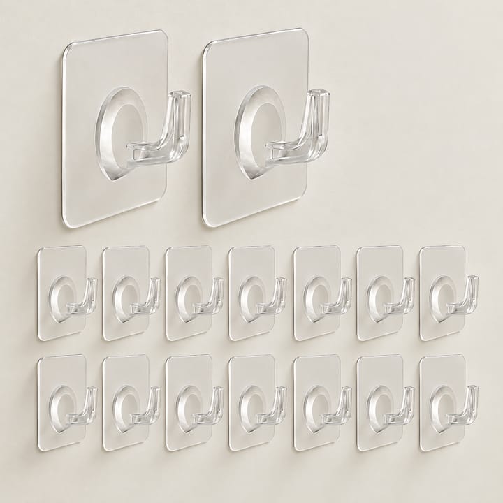 The Clear Adhesive Wall Hook, Pack of 30