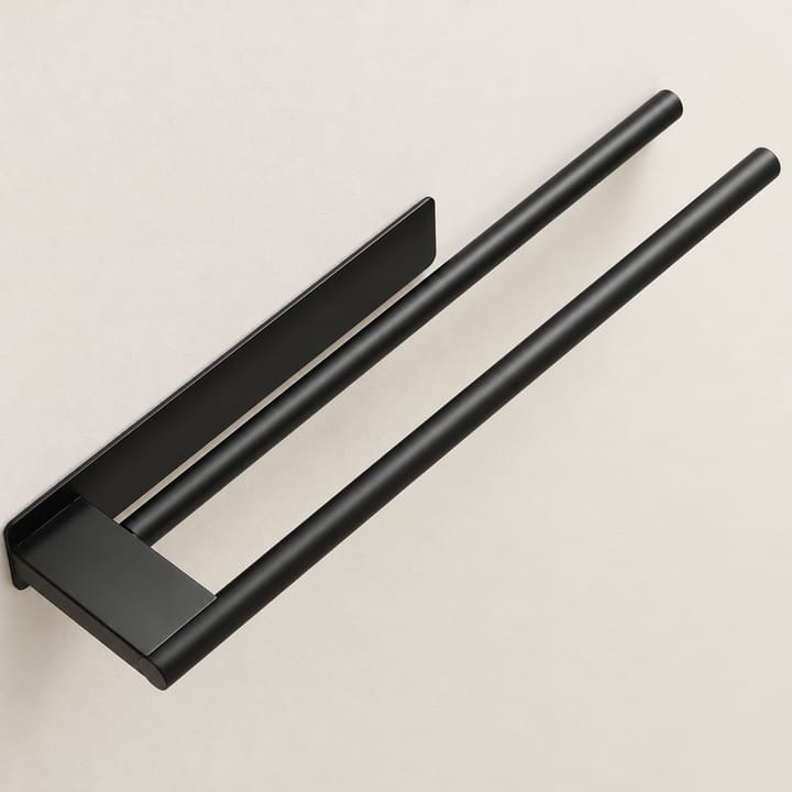 Adhesive Towel Bar, Black, double bar