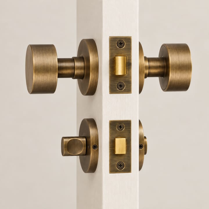 The Solid Brass Mortise Door Knob Set, Antique brass thumb turn set