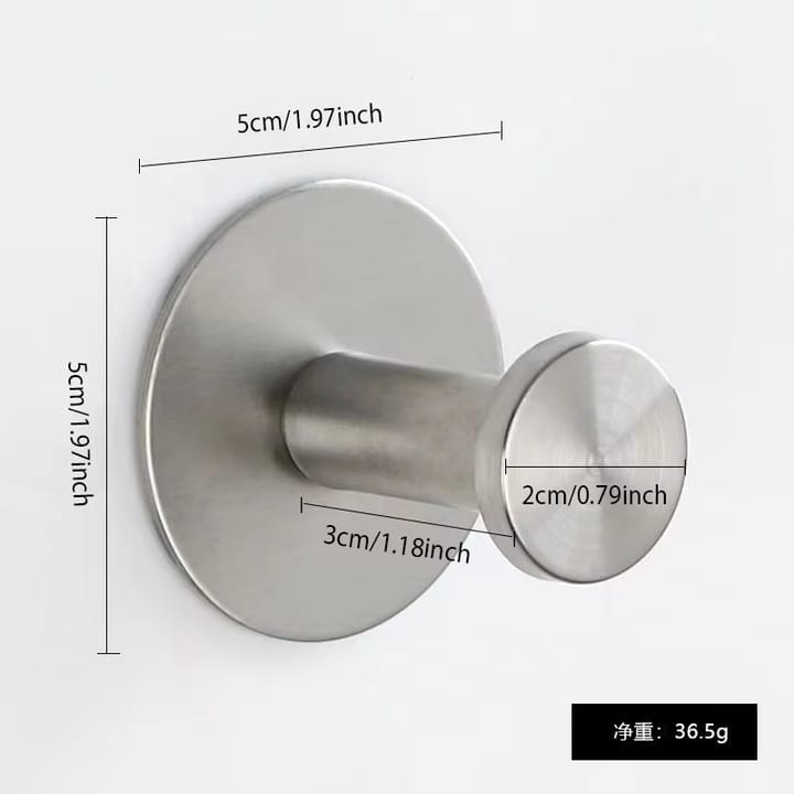 The Peel and Press Adhesive Hook, Silver, single