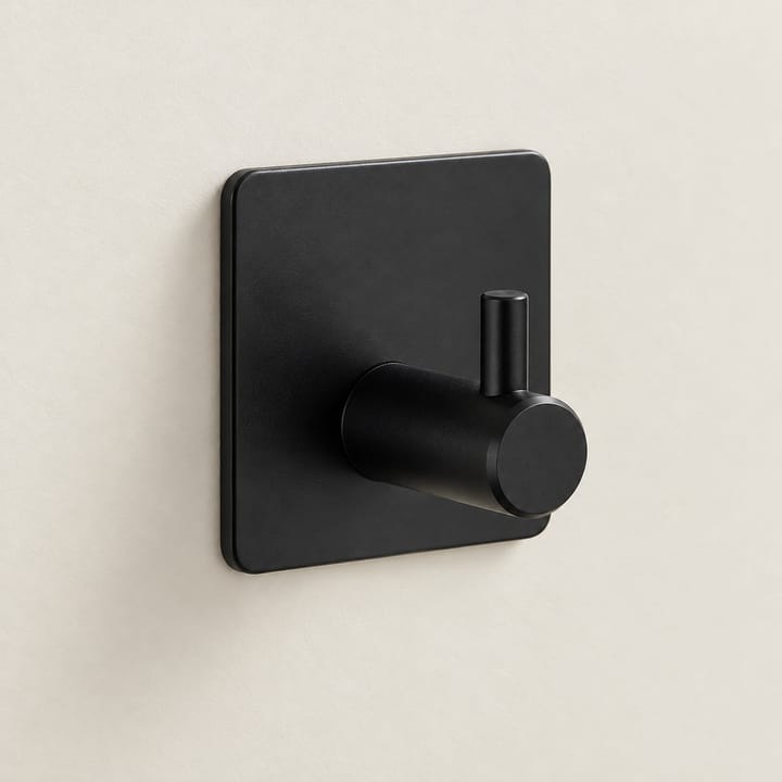 The Press-On Stainless Adhesive Hook, Black, single