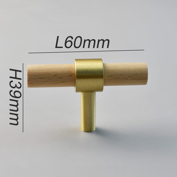 Wood and Brass Cabinet Pull, 2-3/8 in Beech