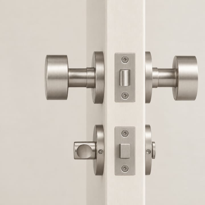 The Solid Brass Mortise Door Knob Set, Brushed nickel thumb turn set