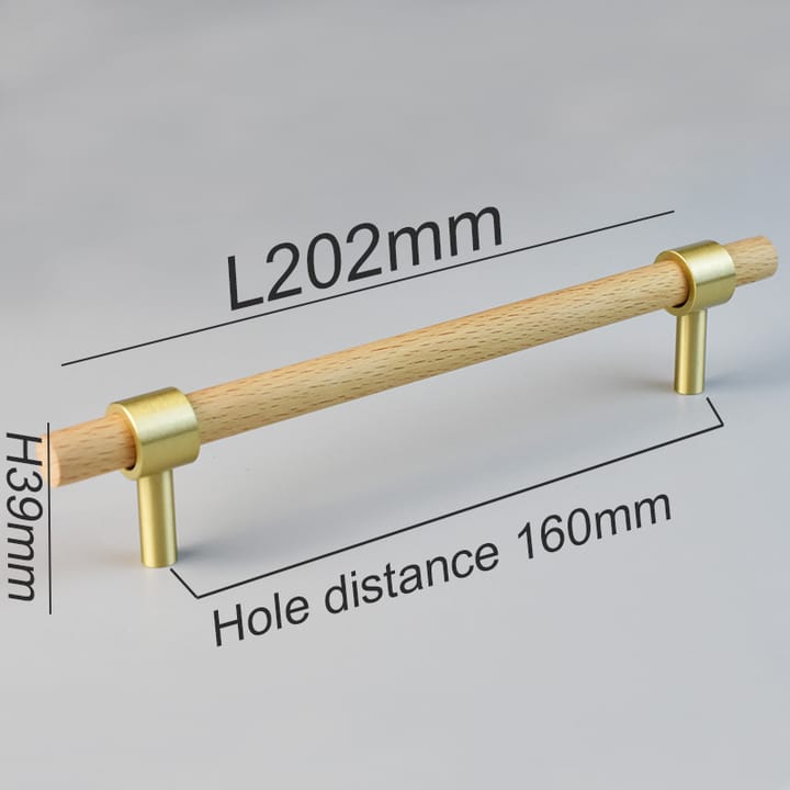 Wood and Brass Cabinet Pull, 6-5/16 in Beech
