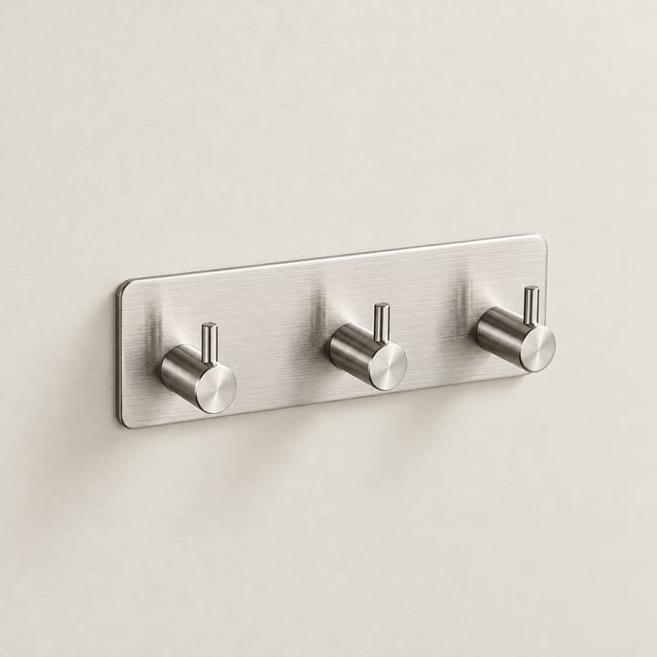 The Press-On Stainless Adhesive Hook, Silver, 3 hooks