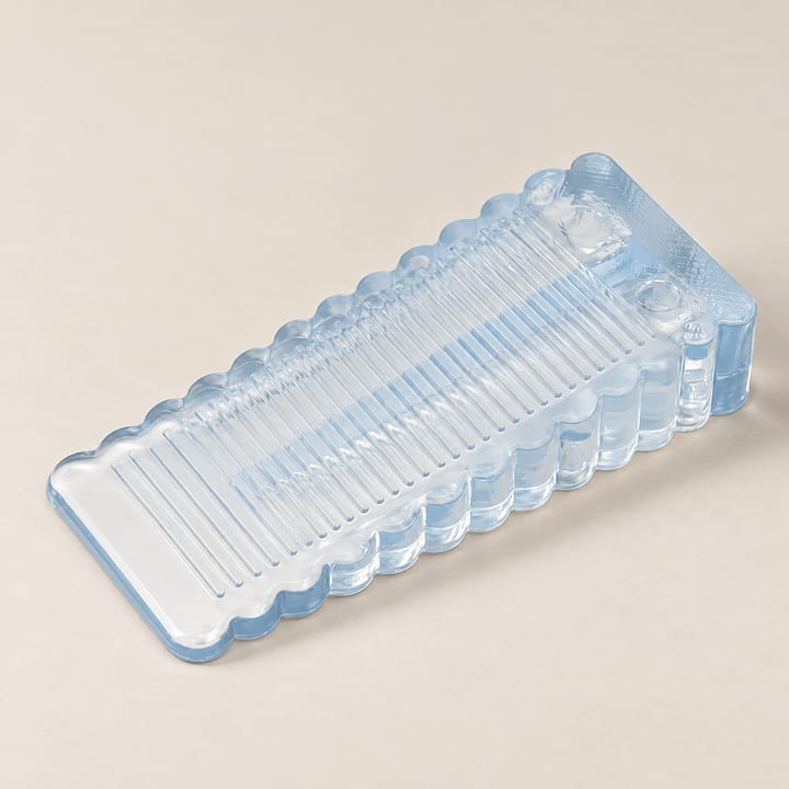 Wedge Floor Door Stop, Transparent blue, 9/16 in