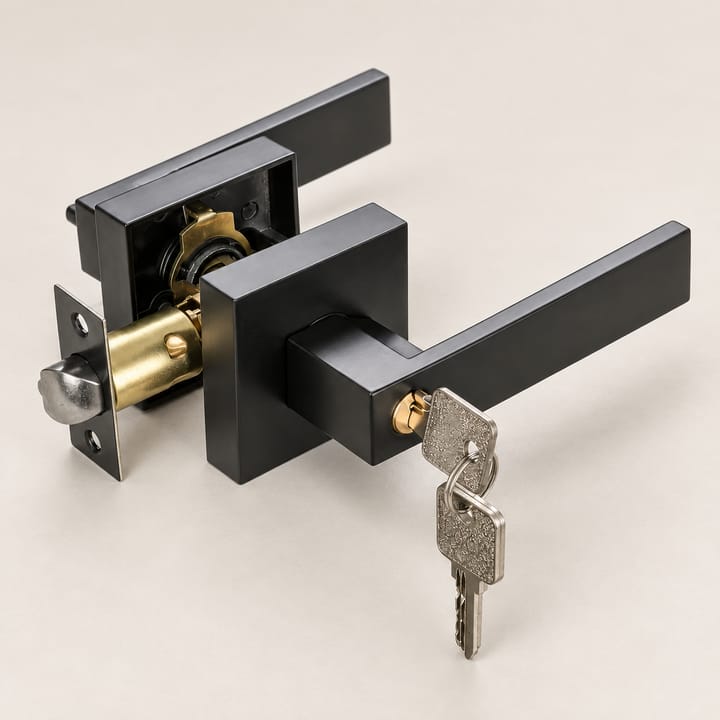 Square Channel Door Handle Lock Set