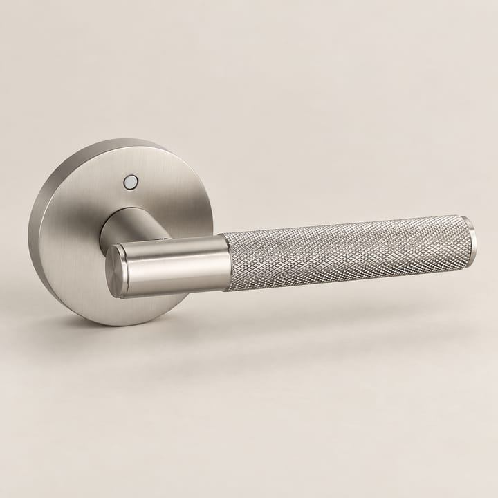 Knurl Privacy Door Lever, Matte brushed nickel