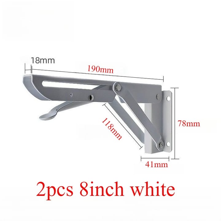Fold / Swing-Up Stainless Shelf Bracket, 8 in, white