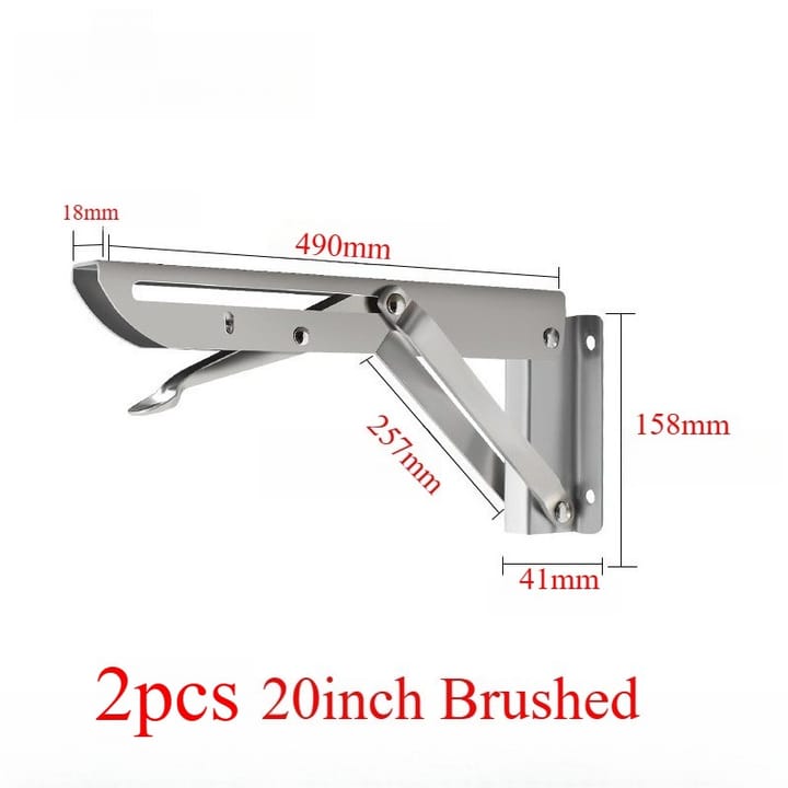 Fold / Swing-Up Stainless Shelf Bracket, 20 in, silver