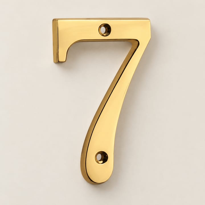 Brass House Number and Letter Sign, Number 7