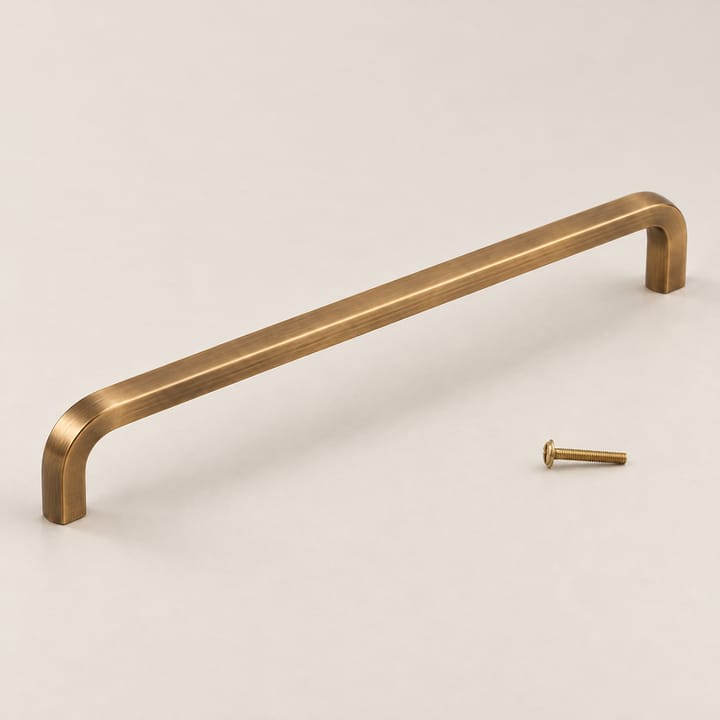 The Long Bent Brass Cabinet Pull, Antique brass