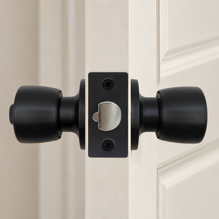 Matte Black Round Door Knob With Lock