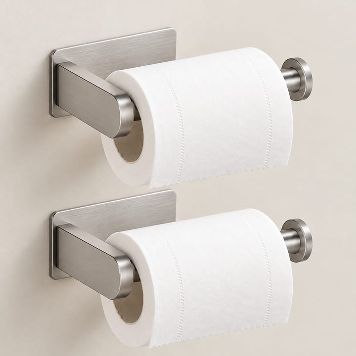 The 2-in-1 Toilet Paper Holder, Silver, style B, pack of 2