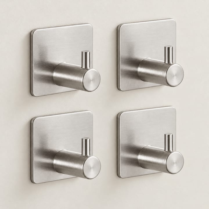 The Stainless Adhesive Wall Hook, Metallic, pack of 4