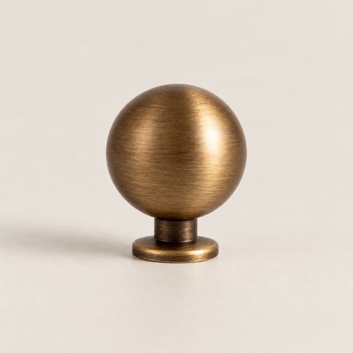 The Antique Bronze Round Brass Cabinet Knob, 1-1/8 in knob with base, 1-7/16 in tall