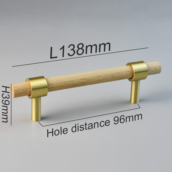Wood and Brass Cabinet Pull, 3-3/4 in Beech