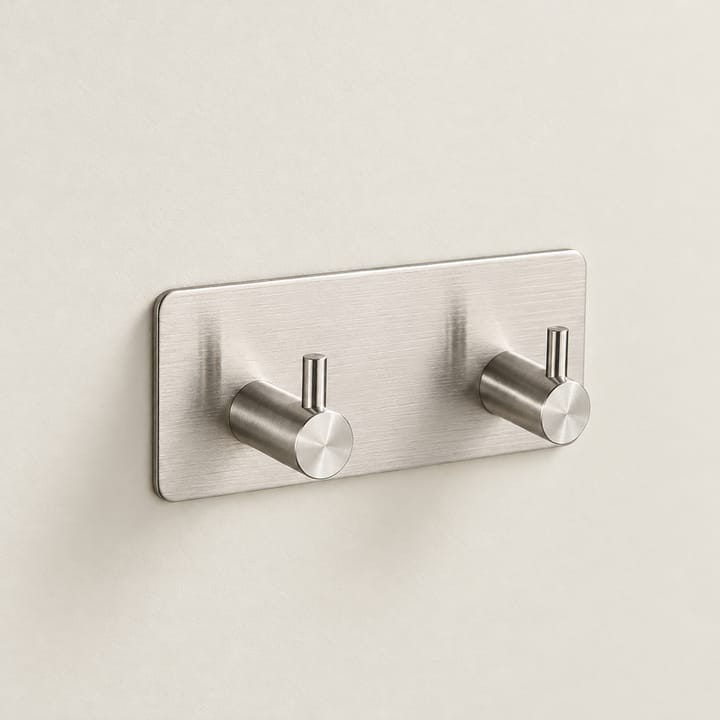 The Press-On Stainless Adhesive Hook, Silver, 2 hooks