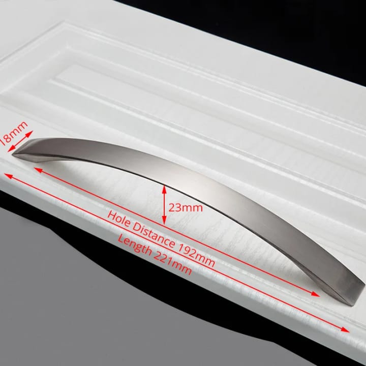 Aluminum Alloy Cabinet Handle and Knob, Curved bar, 7-9/16 in center to center