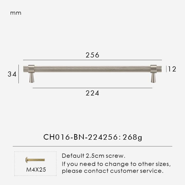 The Knurled Brass Cabinet Knob and Pull, 10 x 1.5 in pull