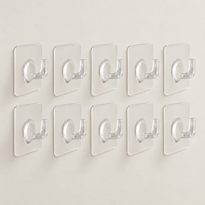 The Clear Adhesive Wall Hook, Pack of 10