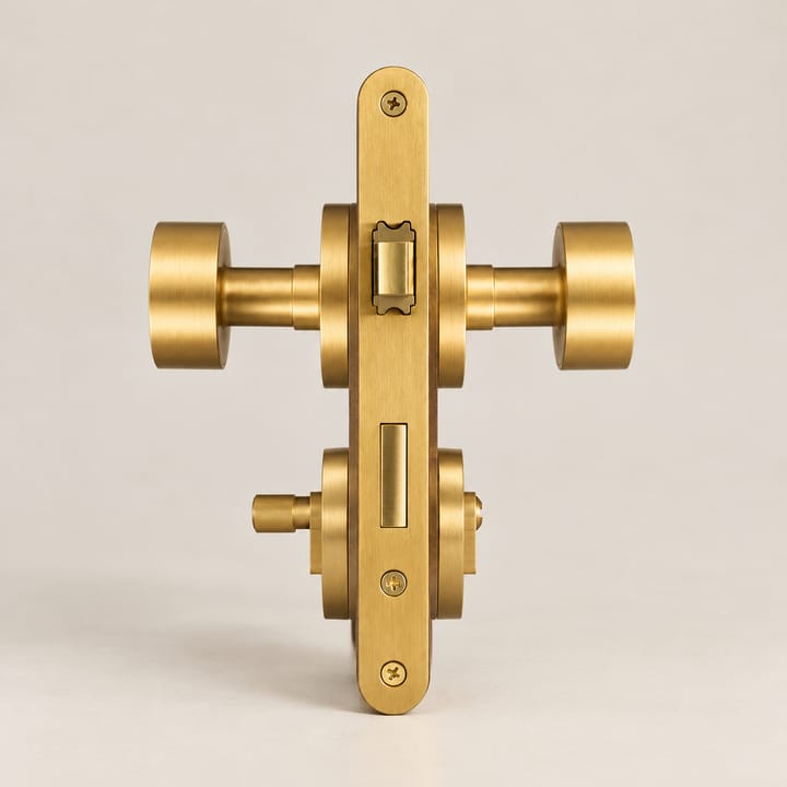 The Solid Brass Mortise Door Knob Set, Matte brass coin turn