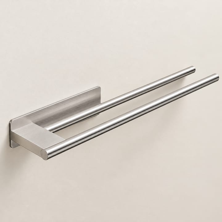 Adhesive Towel Bar, Silver, double bar