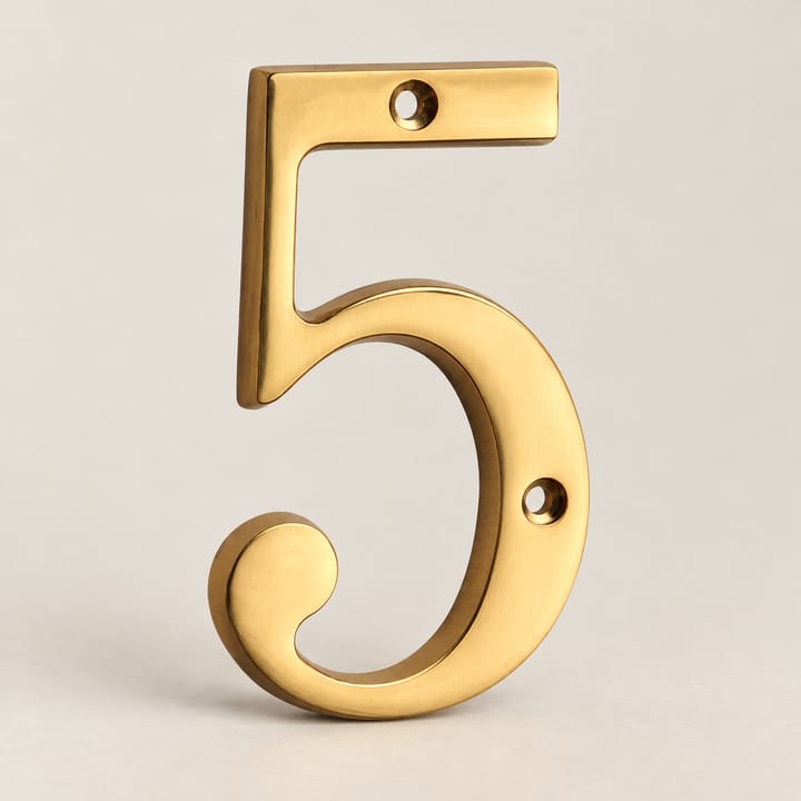 Brass House Number and Letter Sign, Number 5