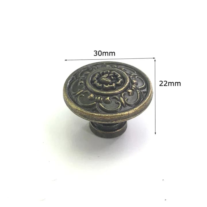 Heritage Antique Bronze Cabinet Knob, Round floral, 1 in